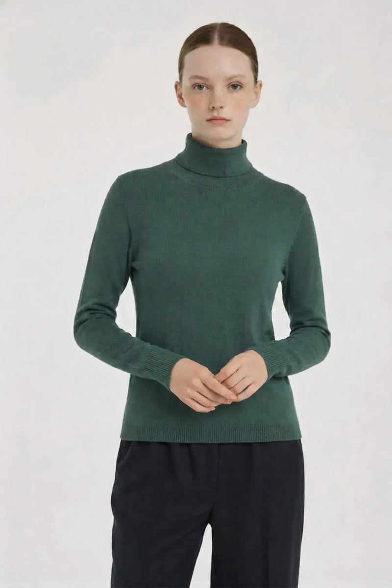 Yeşil Balıkçı Yaka Kadın Kazak - Mısırlı 1951