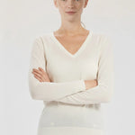 Ekru Uzun Kollu V Yaka Kadın Kazak  Mısırlı 1951