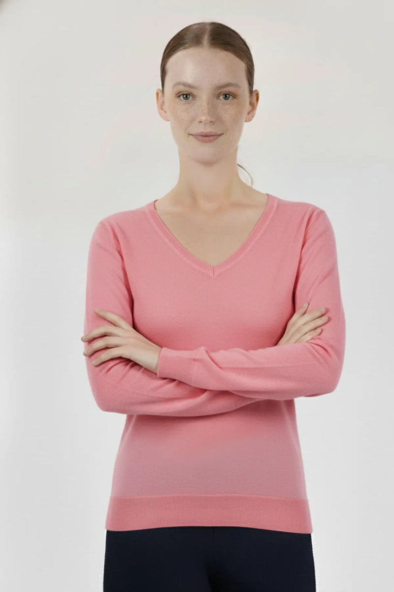 Pembe Uzun Kollu V Yaka Kadın Kazak  Mısırlı 1951