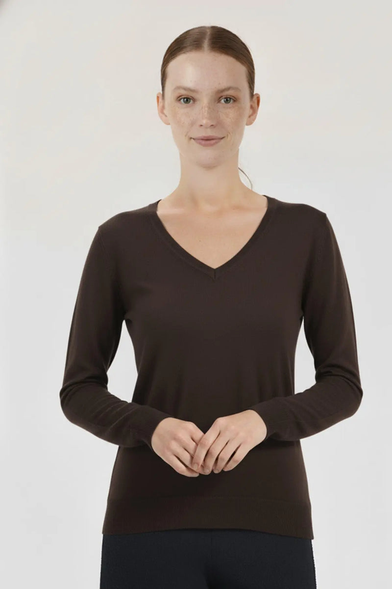 Kahverengi Uzun Kollu V Yaka Kadın Kazak  Mısırlı 1951