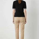 Siyah Ekru Polo Yaka Kısa Kollu Kadın Kazak  Mısırlı 1951