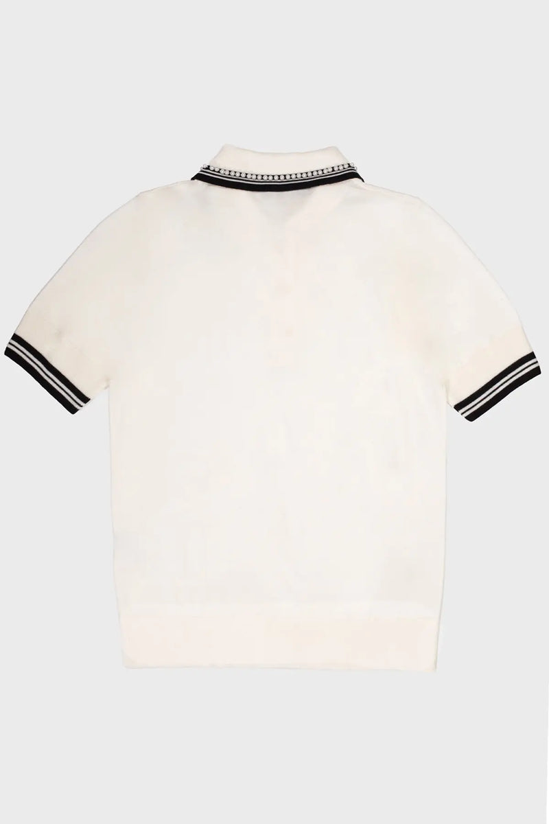 Ekru Siyah Polo Yaka İncili Kadın Kazak  Mısırlı 1951