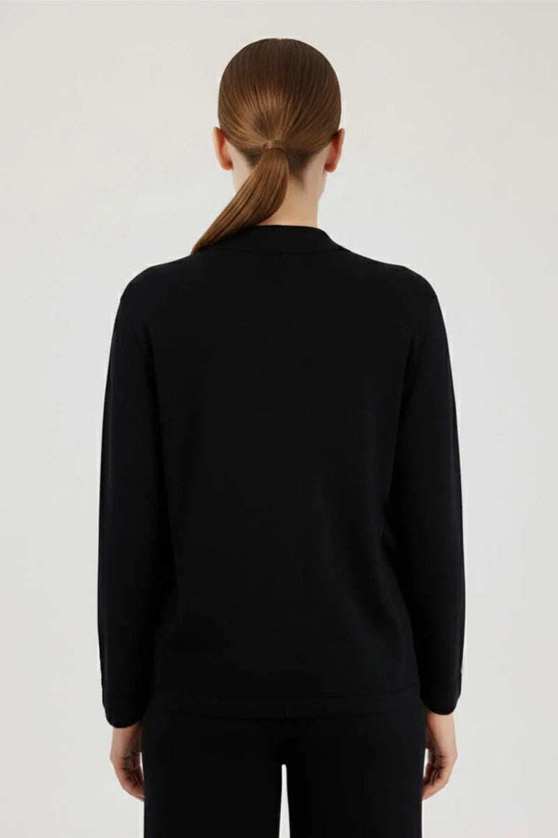 Siyah Cep Detaylı Triko Kadın Gömlek  Mısırlı 1951