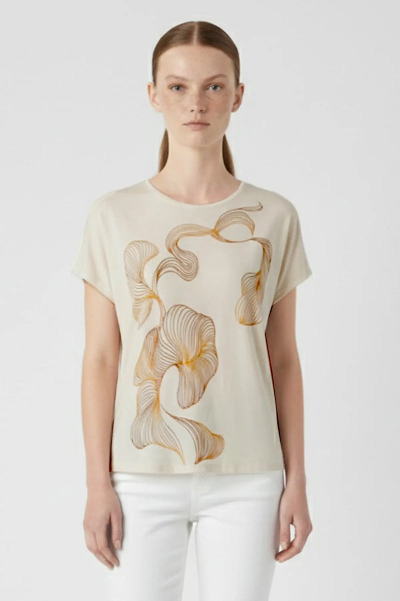 Ekru Soyut Desenli İpek Bluz - Mısırlı 1951