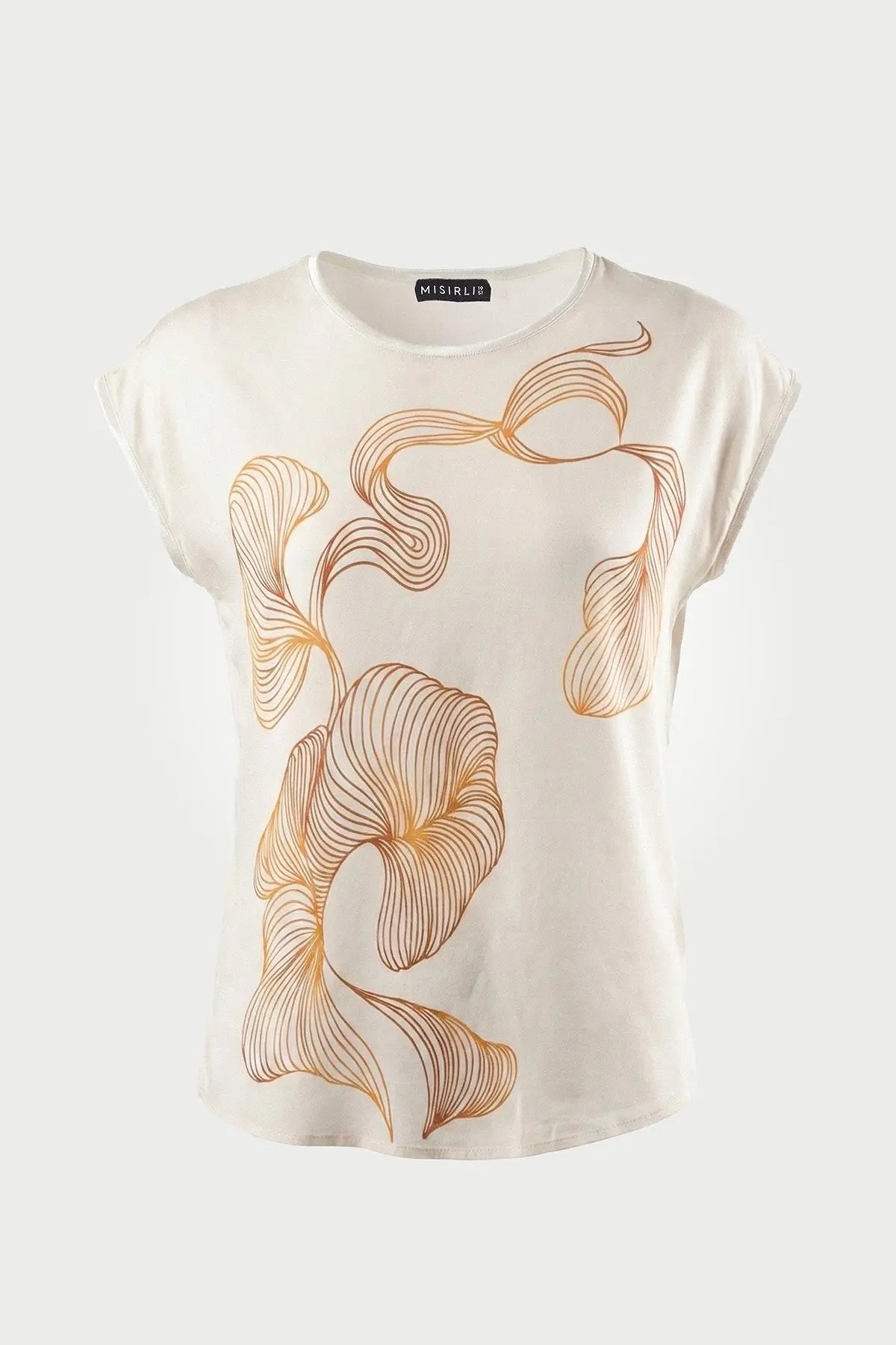 Ekru Soyut Desenli İpek Bluz  Mısırlı 1951