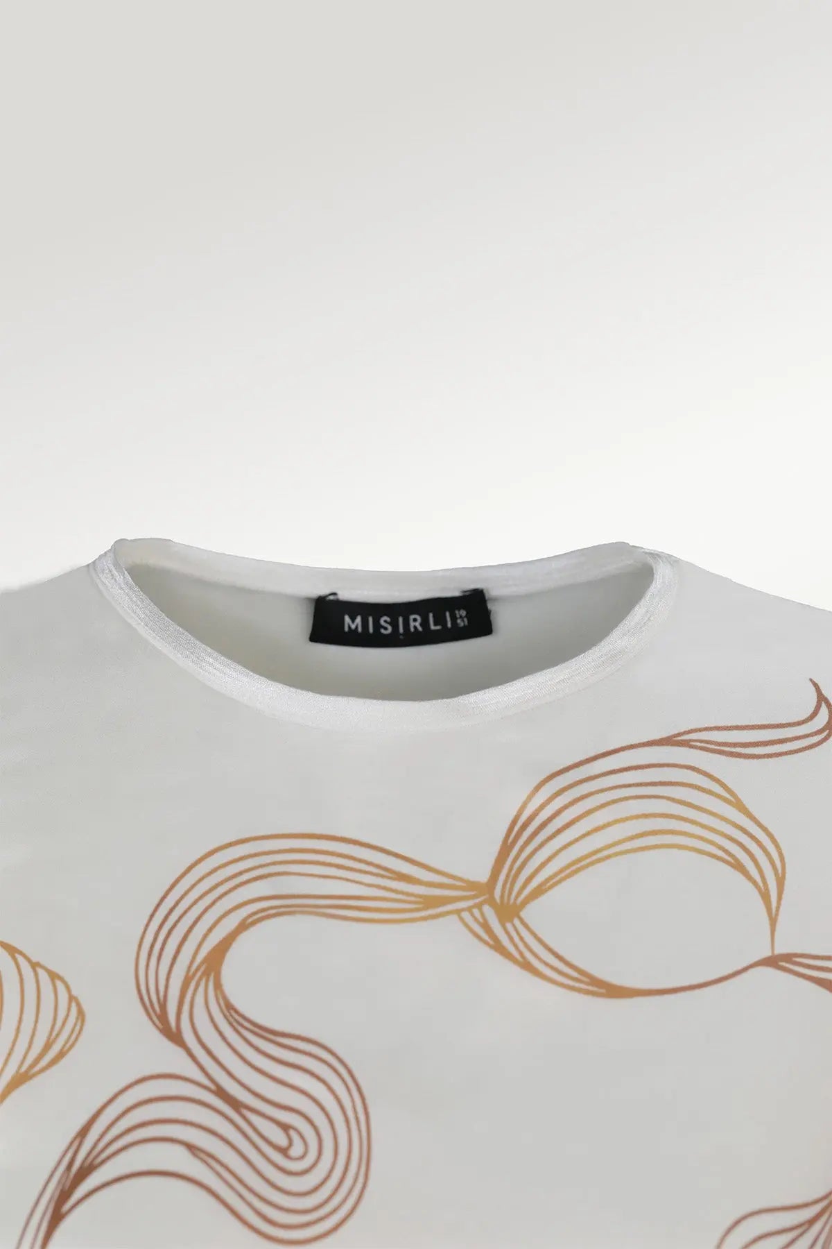 Ekru Soyut Desenli İpek Bluz  Mısırlı 1951