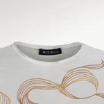 Ekru Soyut Desenli İpek Bluz  Mısırlı 1951