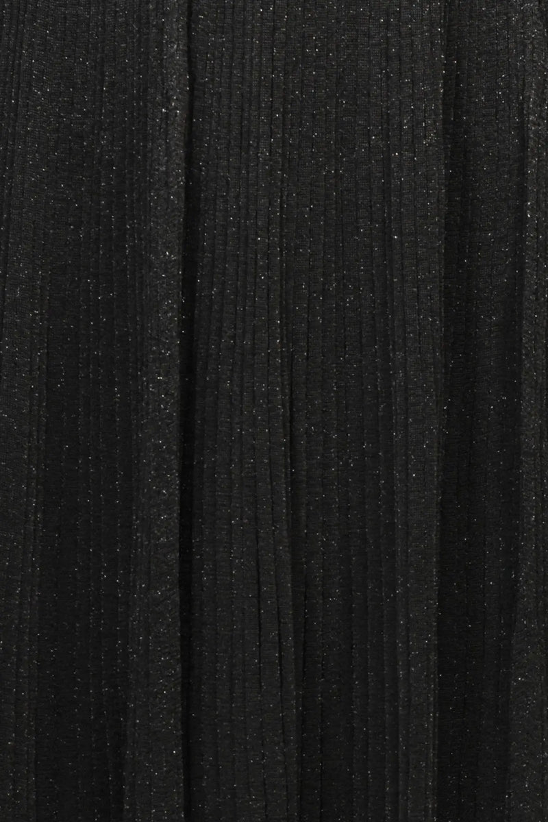 Siyah Sim Detaylı Pliseli Etek
