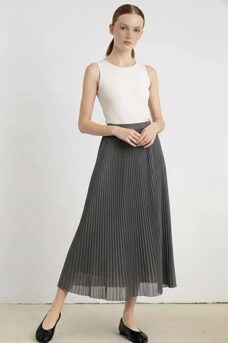 Gri Sim Detaylı Pliseli Etek  Mısırlı 1951