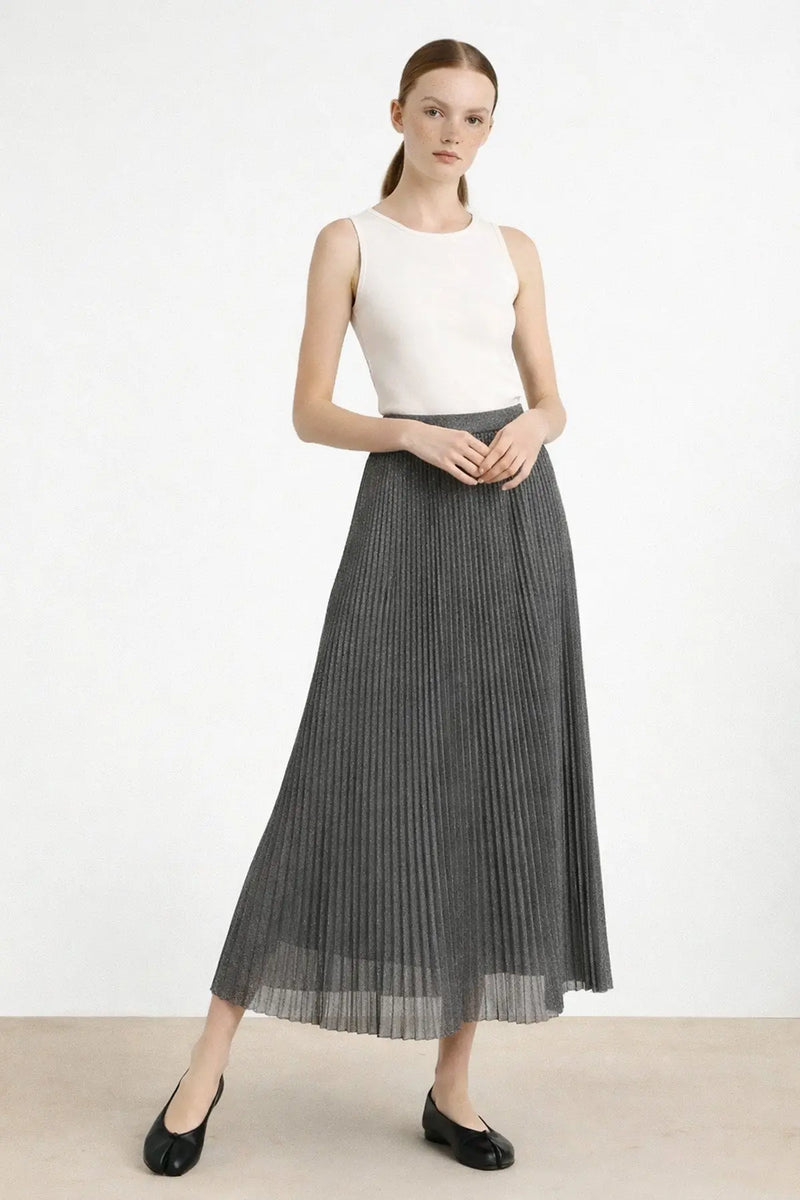 Gri Sim Detaylı Pliseli Etek  Mısırlı 1951