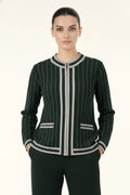 Nefti Yeşili Çizgili Kadın Ceket