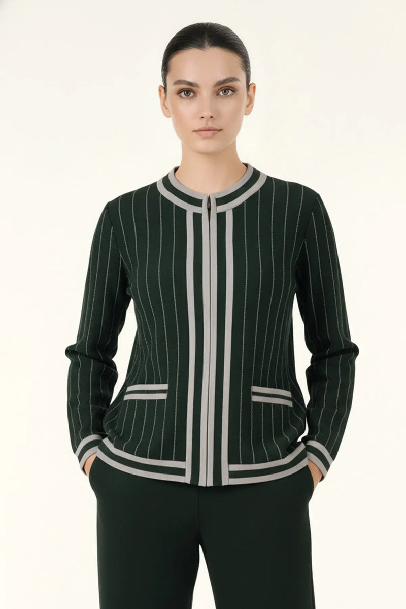 Nefti Yeşili Çizgili Kadın Ceket  Mısırlı 1951