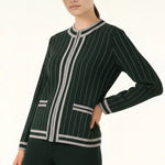 Nefti Yeşili Çizgili Kadın Ceket - Mısırlı 1951