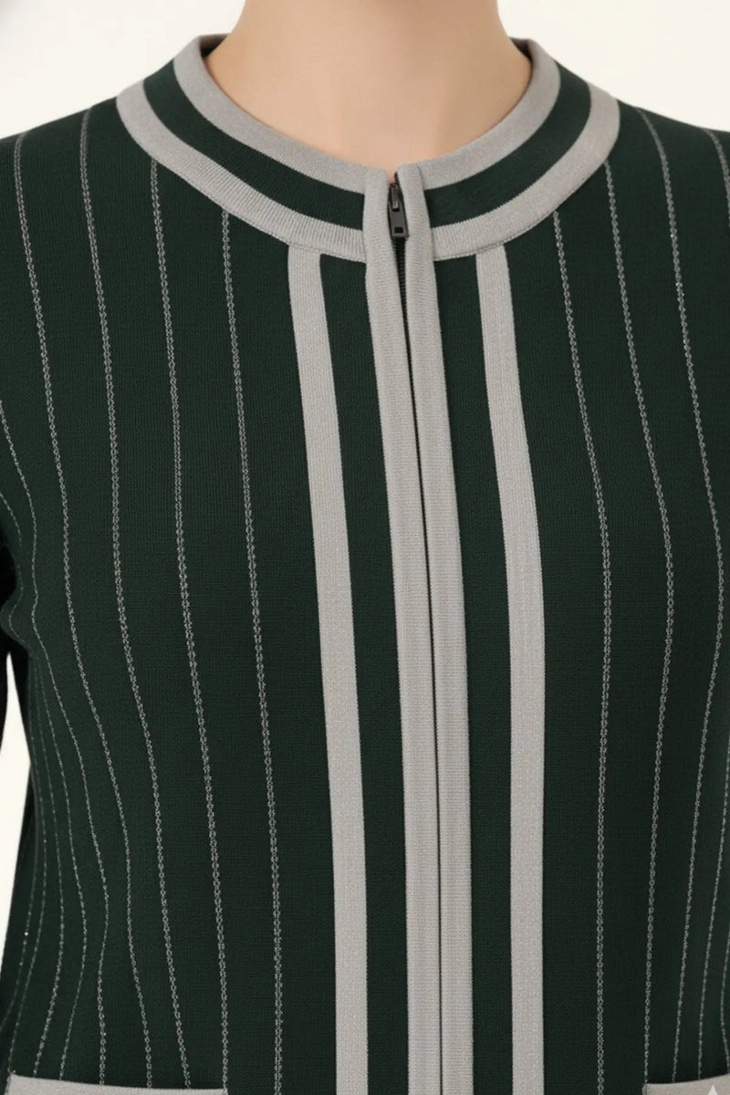 Nefti Yeşili Çizgili Kadın Ceket  Mısırlı 1951