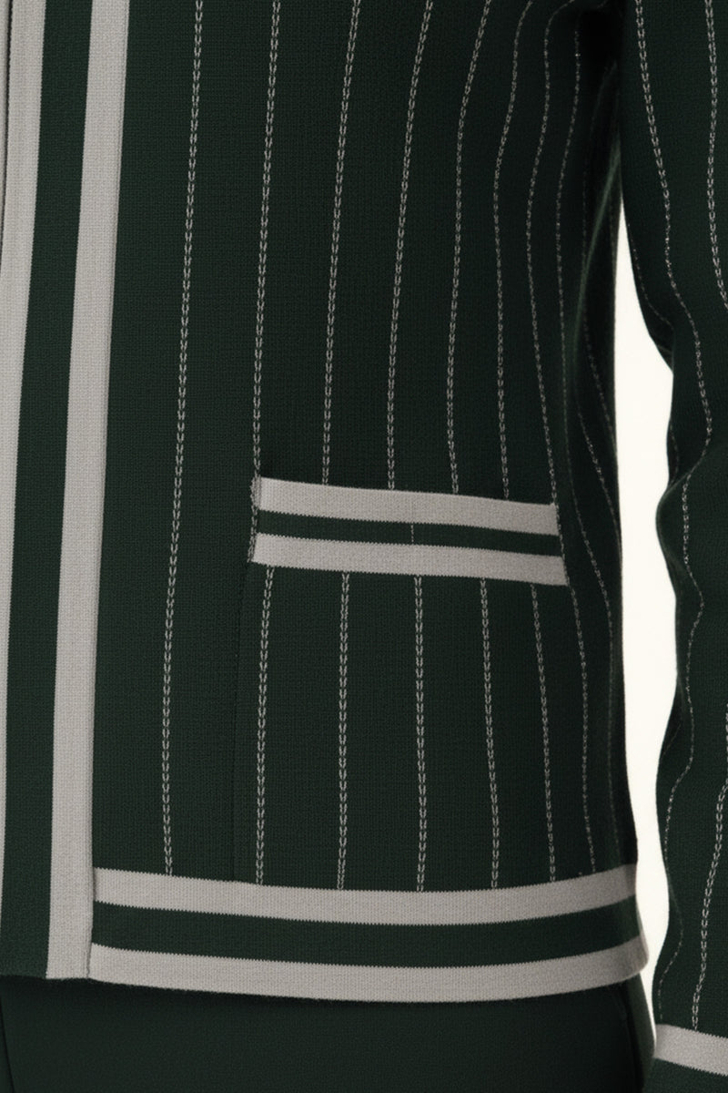 Nefti Yeşili Çizgili Kadın Ceket