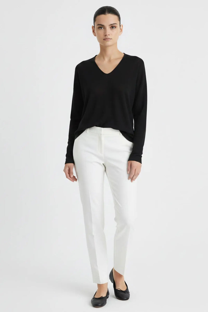 Siyah V Yaka Triko Kadın Kazak  Mısırlı 1951