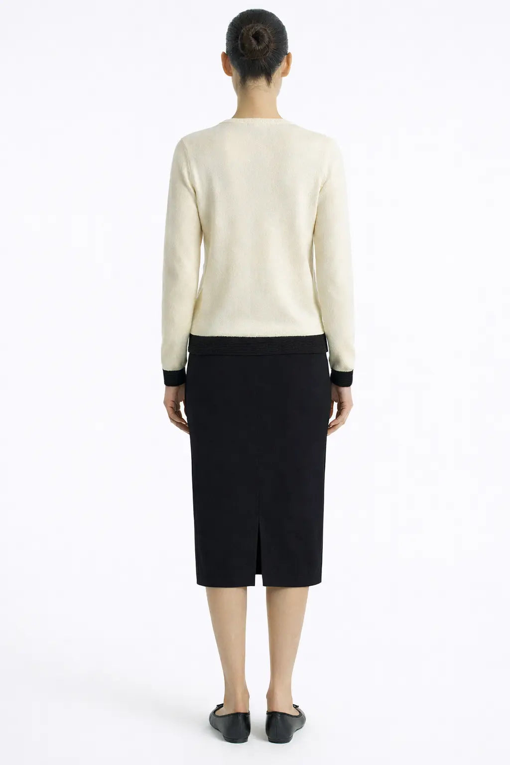 Siyah Arkası Yırtmaçlı Midi Etek  Mısırlı 1951