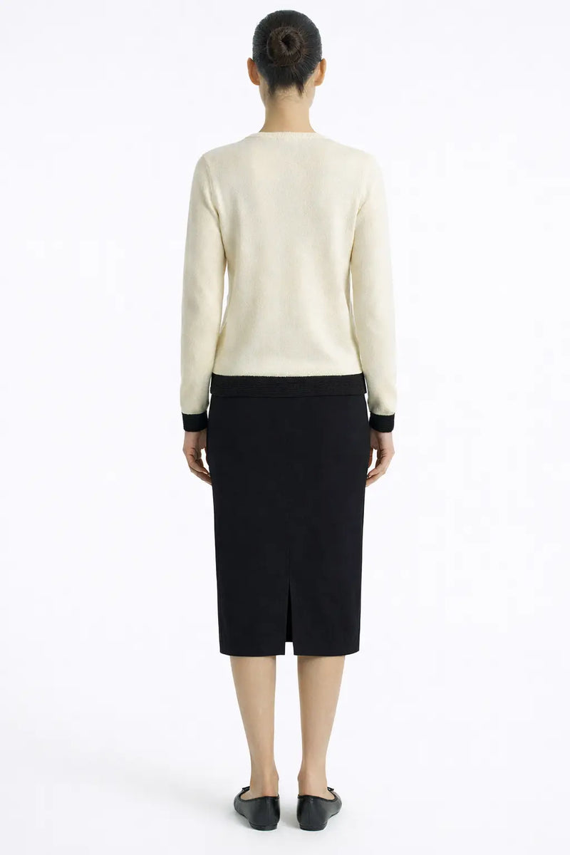 Siyah Arkası Yırtmaçlı Midi Etek  Mısırlı 1951