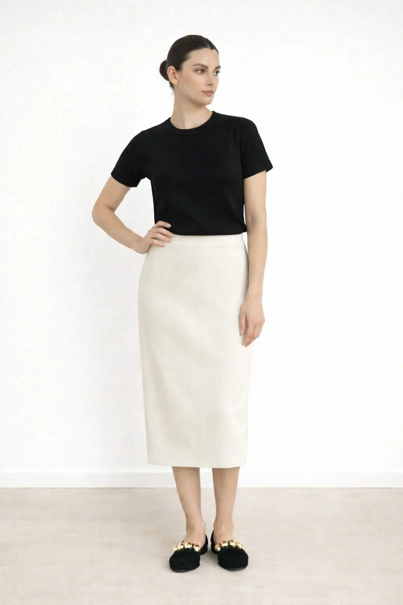 Ekru Düz Kesim Midi Etek  Mısırlı 1951