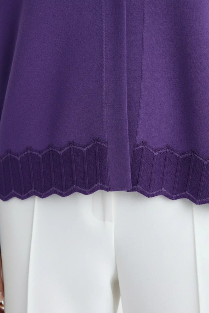 Lila Mor Etek Ucu Desenli Kadın Hırka  Mısırlı 1951