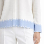 Ekru Bebe Mavi Etek Ucu Desenli Kadın Hırka  Mısırlı 1951