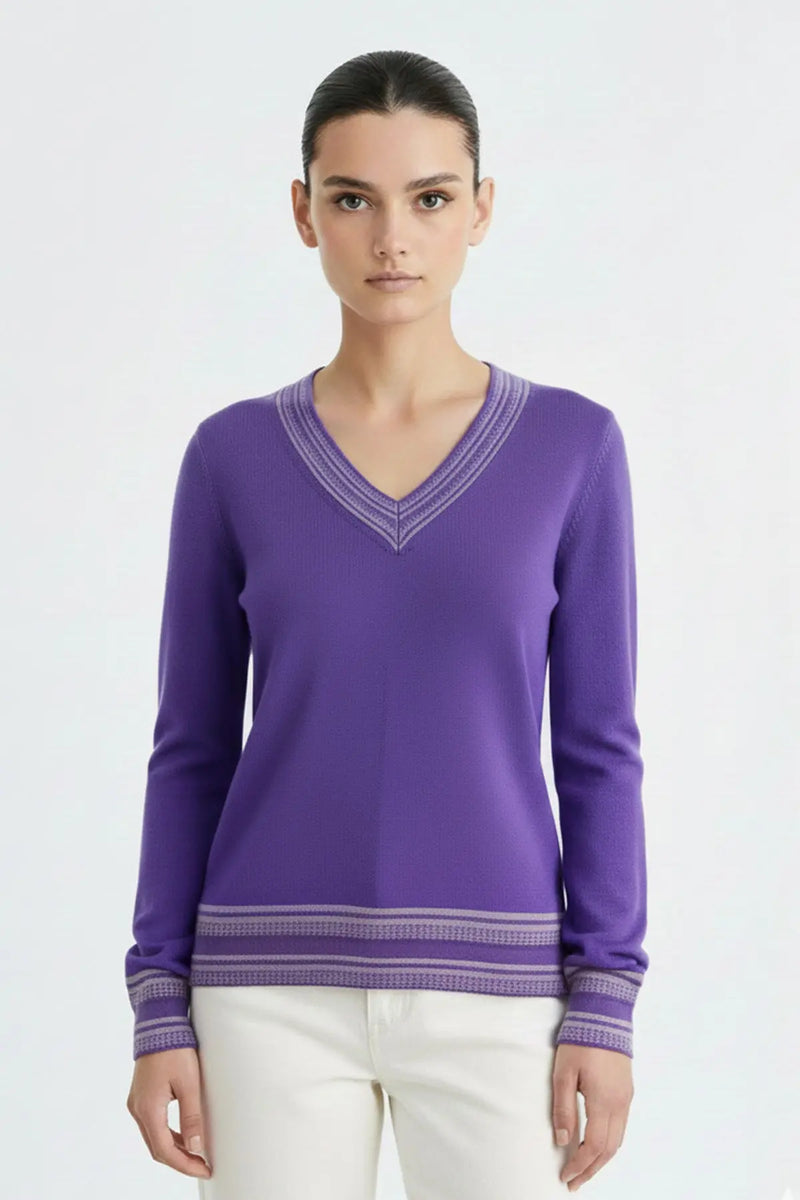 Mor Lila V Yaka Kadın Kazak  Mısırlı 1951