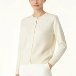 Ekru Çiçek İşlemeli Kadın Hırka  Mısırlı 1951