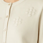 Ekru Çiçek İşlemeli Kadın Hırka  Mısırlı 1951