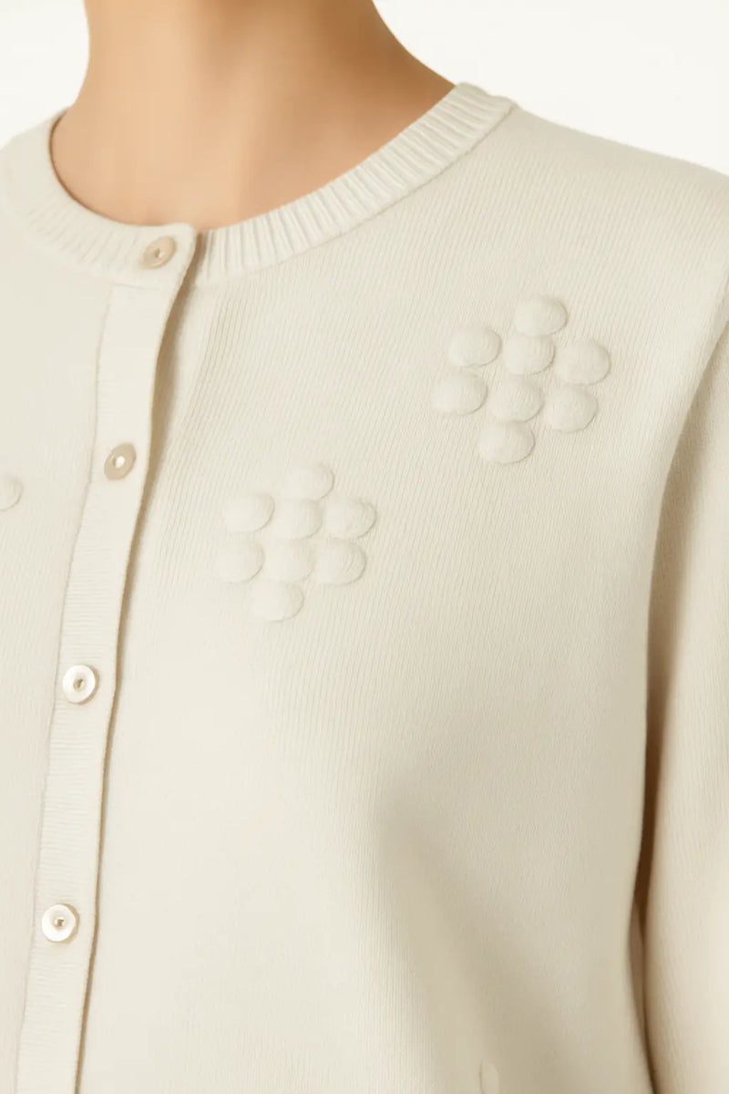 Ekru Çiçek İşlemeli Kadın Hırka  Mısırlı 1951