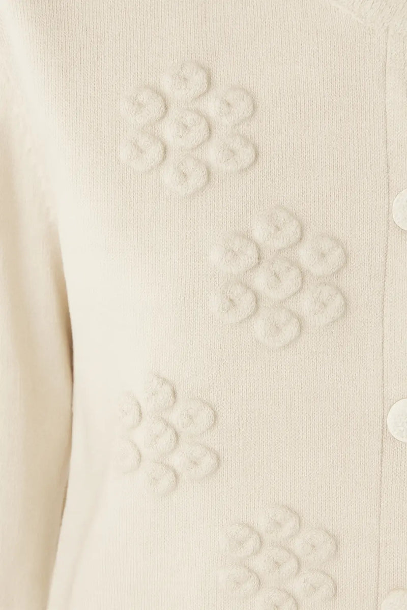 Ekru Çiçek İşlemeli Kadın Hırka  Mısırlı 1951