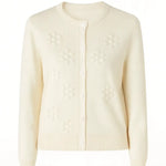 Ekru Çiçek İşlemeli Kadın Hırka  Mısırlı 1951