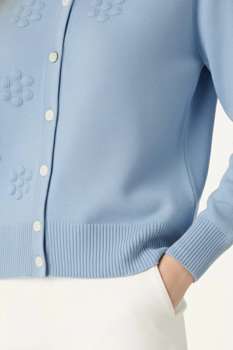 Bebe Mavi Çiçek İşlemeli Kadın Hırka  Mısırlı 1951