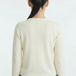 Ekru Siyah Kontrast Biyeli Kadın Hırka  Mısırlı 1951