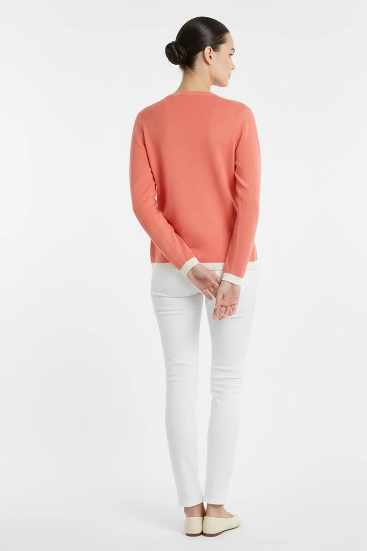 Turuncu Ekru Kontrast Biyeli Kadın Hırka  Mısırlı 1951