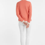 Turuncu Ekru Kontrast Biyeli Kadın Hırka  Mısırlı 1951