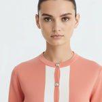 Turuncu Ekru Kontrast Biyeli Kadın Hırka  Mısırlı 1951