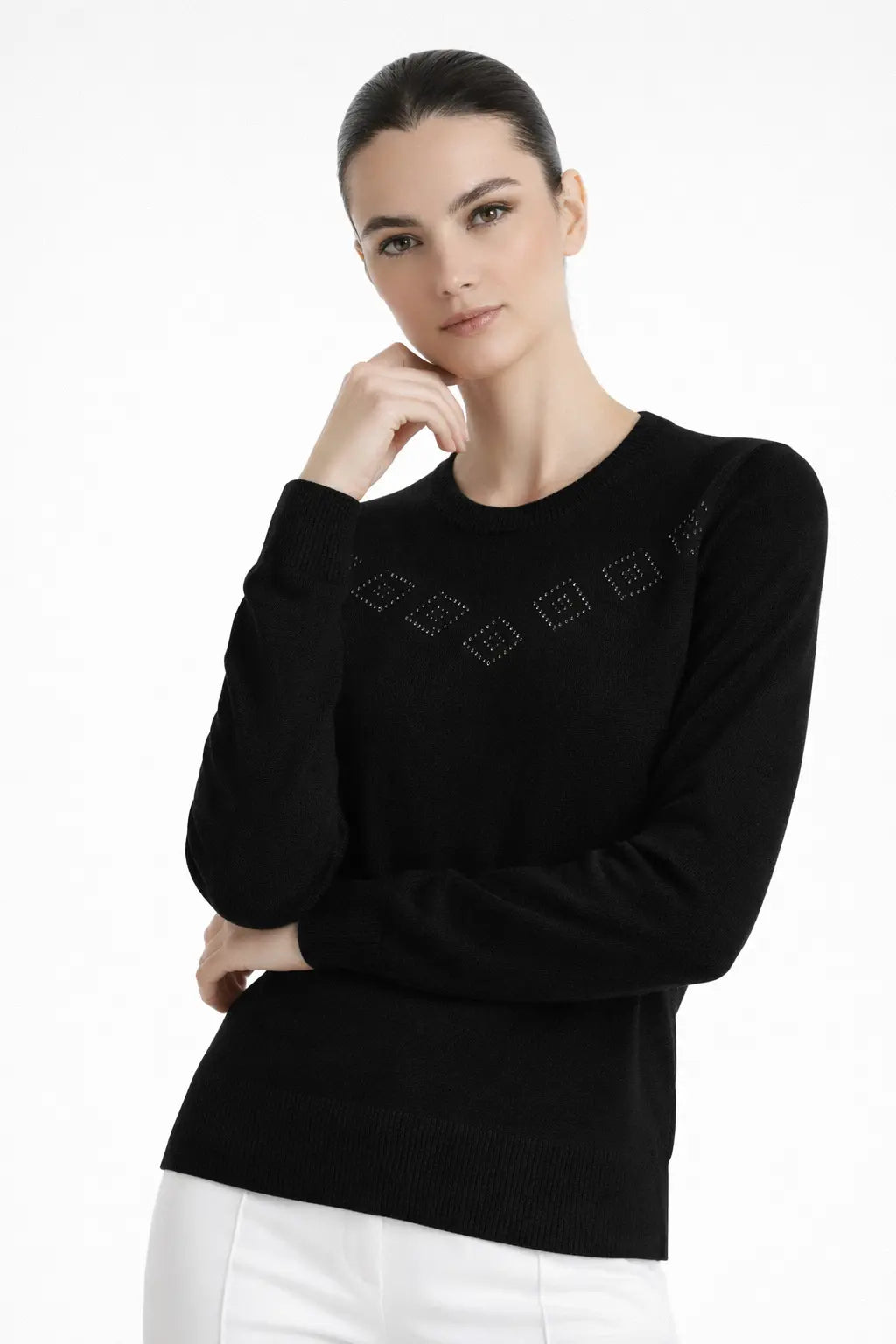 Siyah Ajur Detaylı Kadın Kazak  Mısırlı 1951