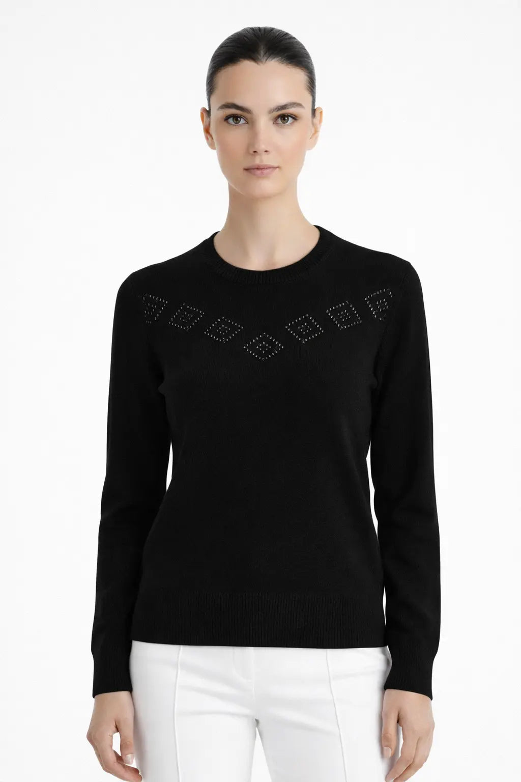 Siyah Ajur Detaylı Kadın Kazak  Mısırlı 1951