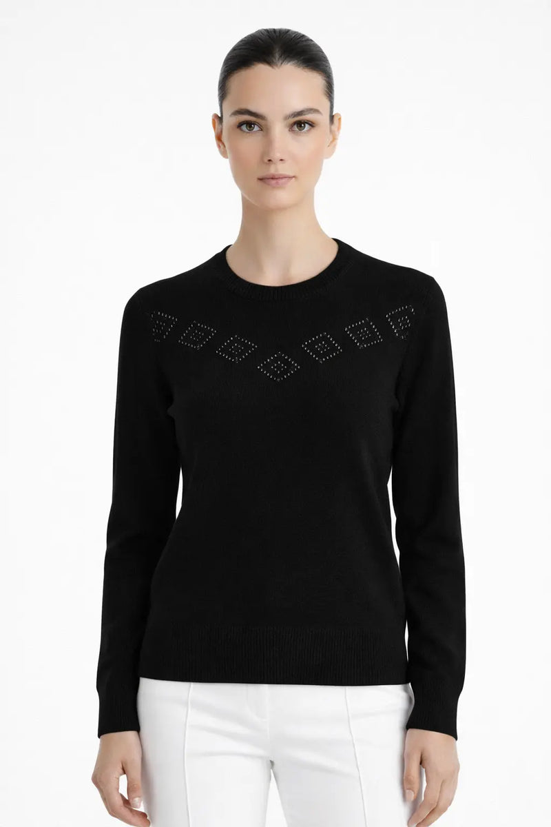 Siyah Ajur Detaylı Kadın Kazak  Mısırlı 1951