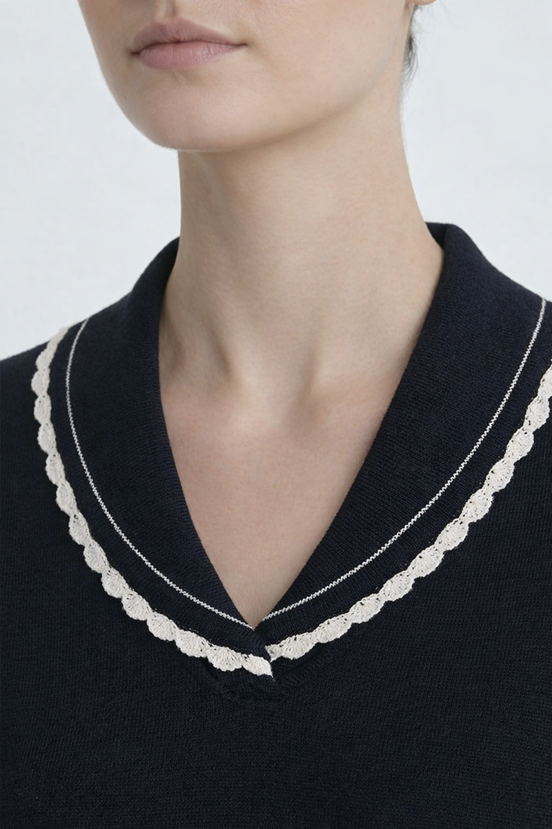 Siyah Ekru Biyeli Kadın Kazak