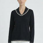 Siyah Ekru Biyeli Kadın Kazak  Mısırlı 1951