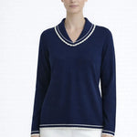 Lacivert Ekru Biyeli Kadın Kazak  Mısırlı 1951