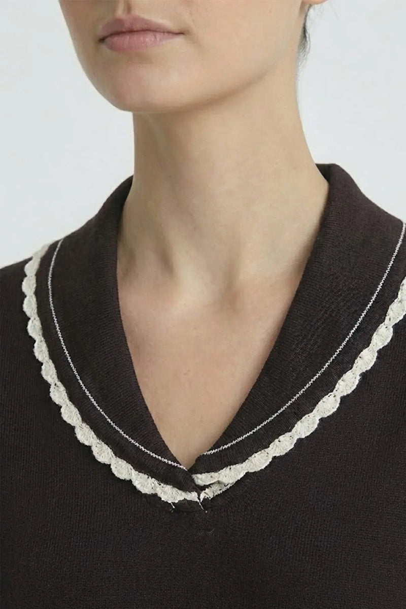 Kahverengi Ekru Biyeli Kadın Kazak  Mısırlı 1951