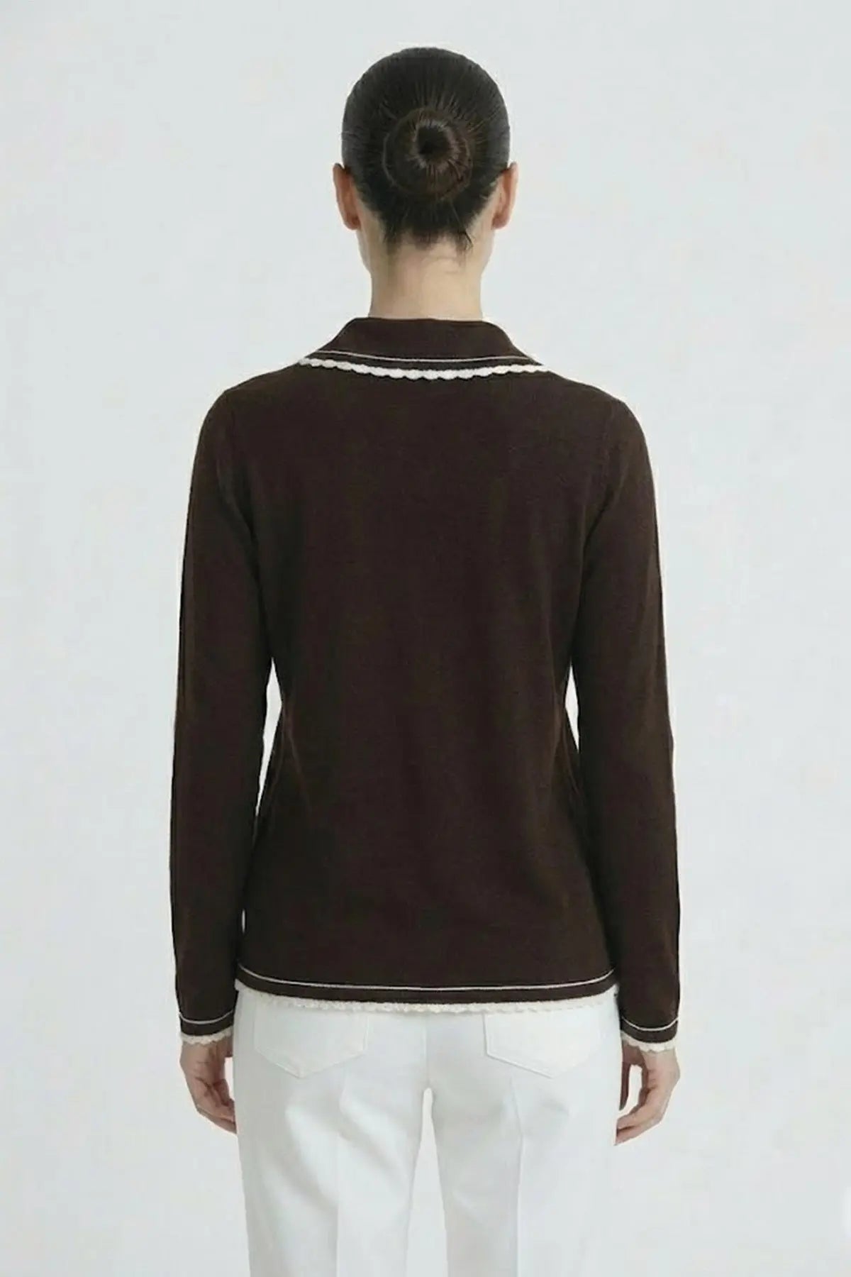 Kahverengi Ekru Biyeli Kadın Kazak  Mısırlı 1951