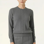 Antrasit Saç Örgü Desenli Kadın Kazak  Mısırlı 1951