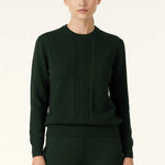 Nefti Yeşili Saç Örgü Desenli Kadın Kazak  Mısırlı 1951