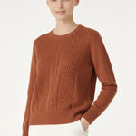 Kiremit Saç Örgü Desenli Kadın Kazak  Mısırlı 1951