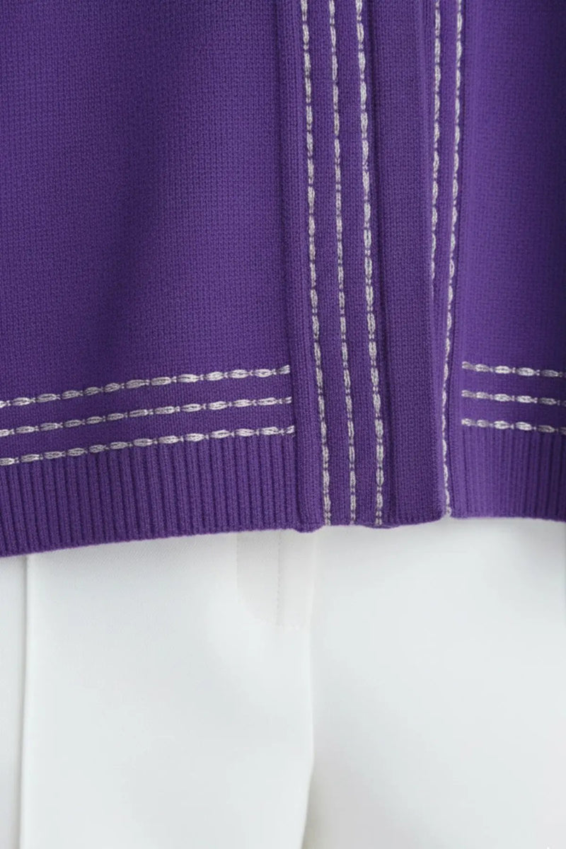 Mor Lila Şeritli Kadın Hırka  Mısırlı 1951