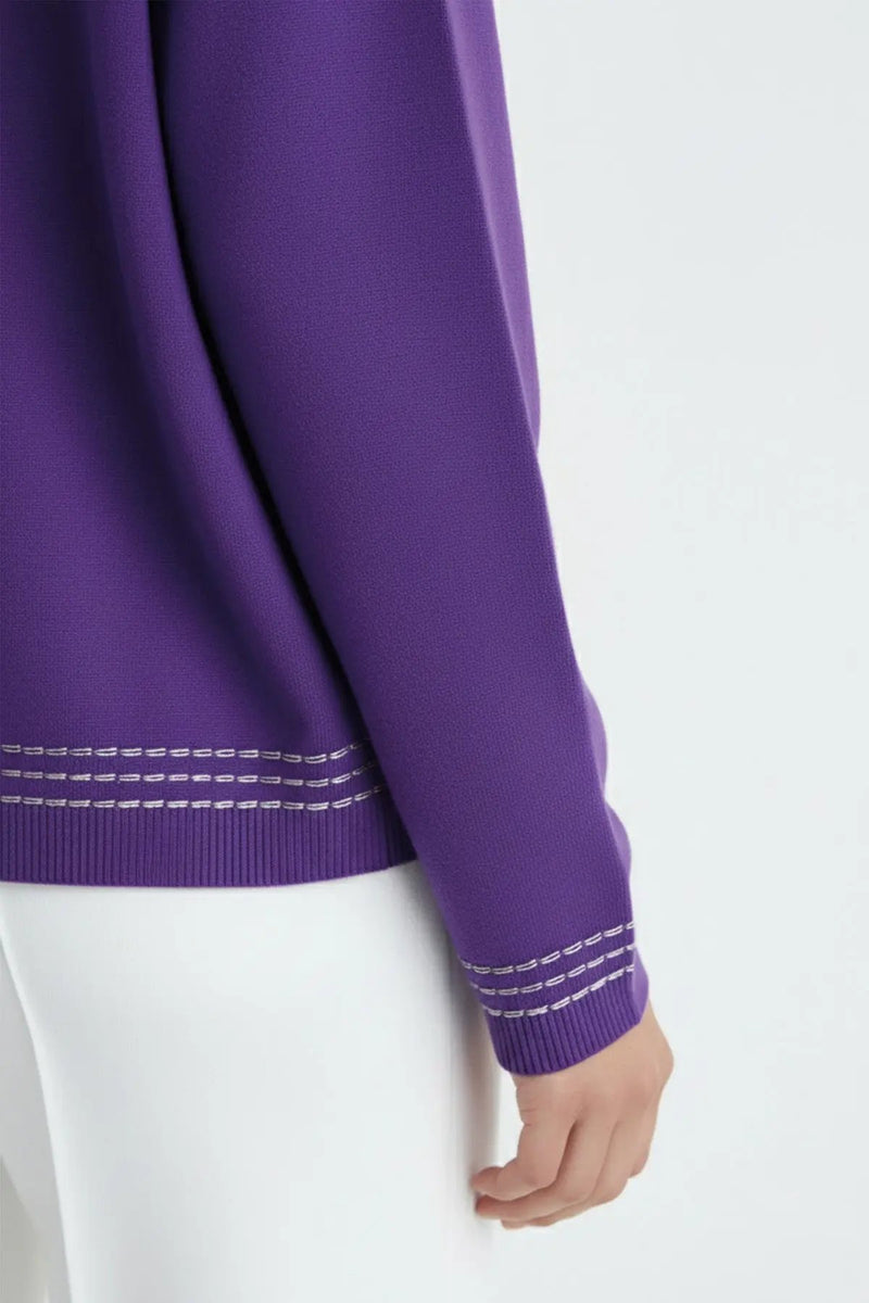 Mor Lila Şeritli Kadın Hırka