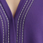 Mor Lila Şeritli Kadın Hırka  Mısırlı 1951